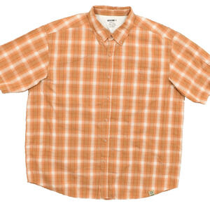 Wolverine Men's 2XL Button Shirt Short Sleeve Plaid Brown PC Wick Work Plaid Cot